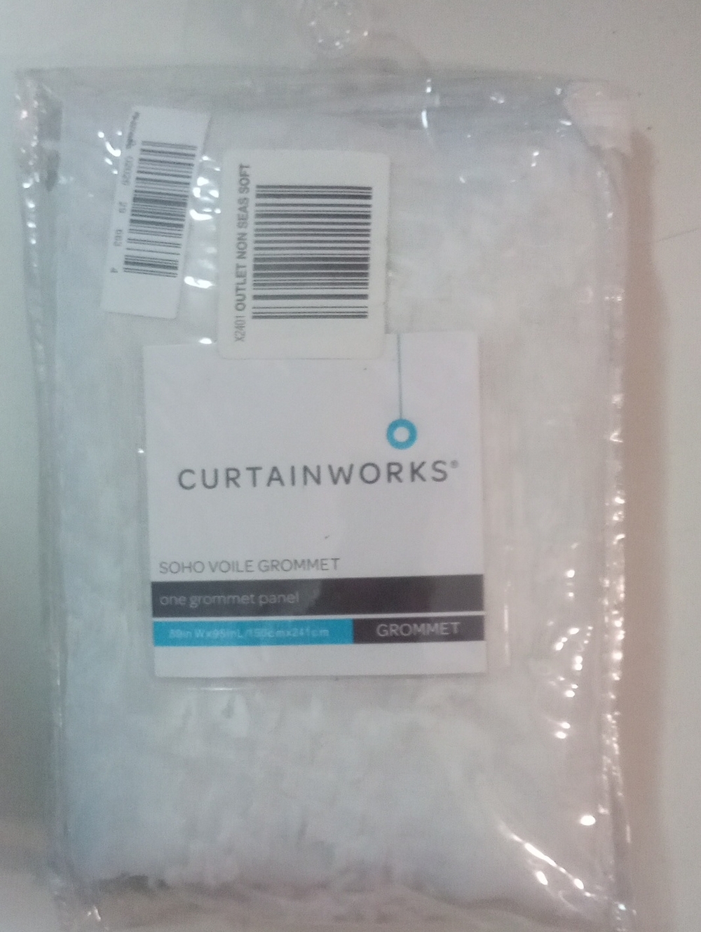 Curtain Works Soho Voile Grommet Curtain Panel White 95" NWT $40